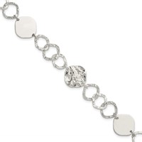 Sterling Silver Polished and Textured Fancy Link Bracelet, 7.5" view 1