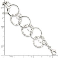 Sterling Silver Polished Textured Fancy Circle Link Bracelet, 7.5" view 4