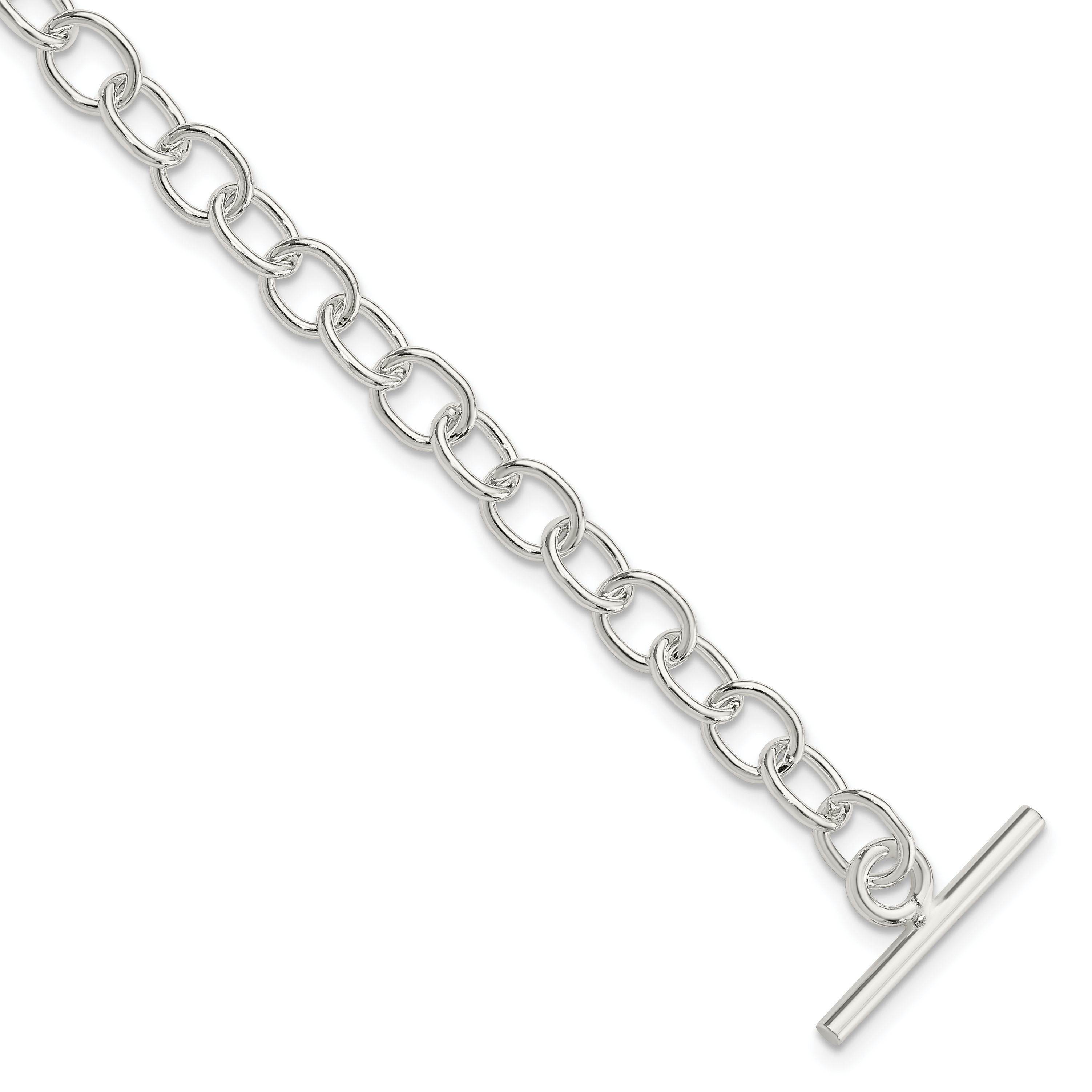 Sterling Silver Polished Fancy Link Toggle Bracelet (QG3077-7.5)