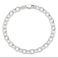 Sterling Silver Polished 6mm Solid Fancy Cable Link Bracelet, 7.5" view 3