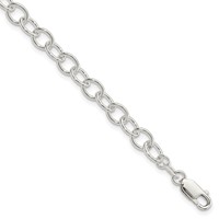Sterling Silver Polished 6mm Solid Fancy Cable Link Bracelet, 7.5" view 1