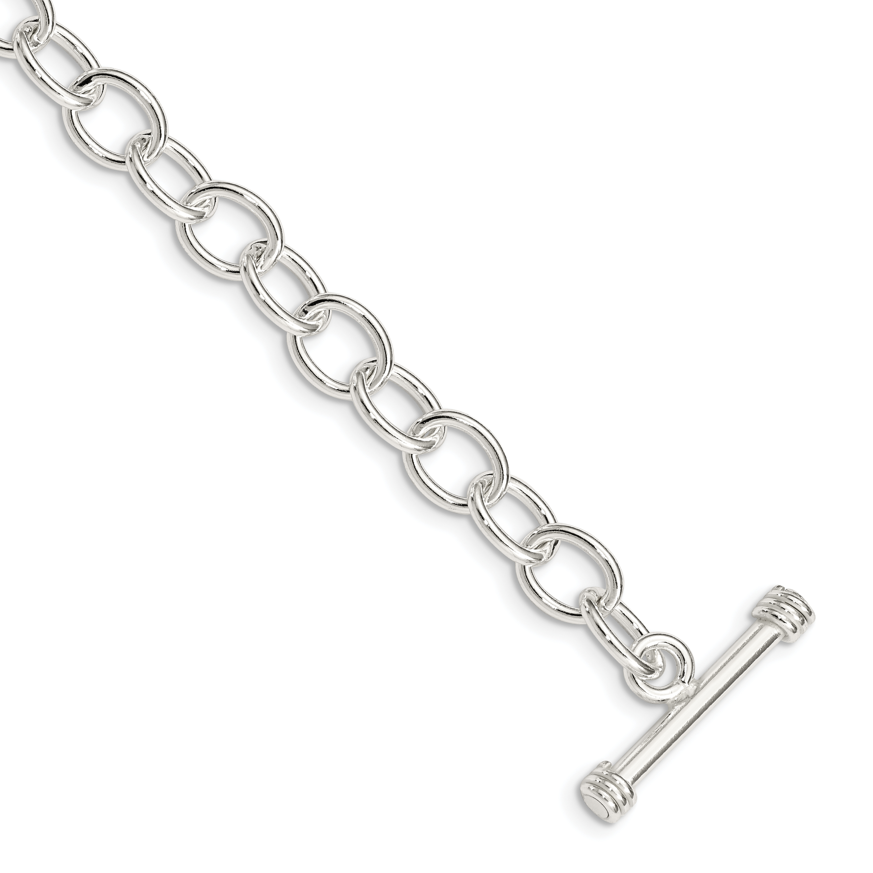 Sterling Silver Polished Fancy Link Toggle Bracelet (QG3080-7.5)
