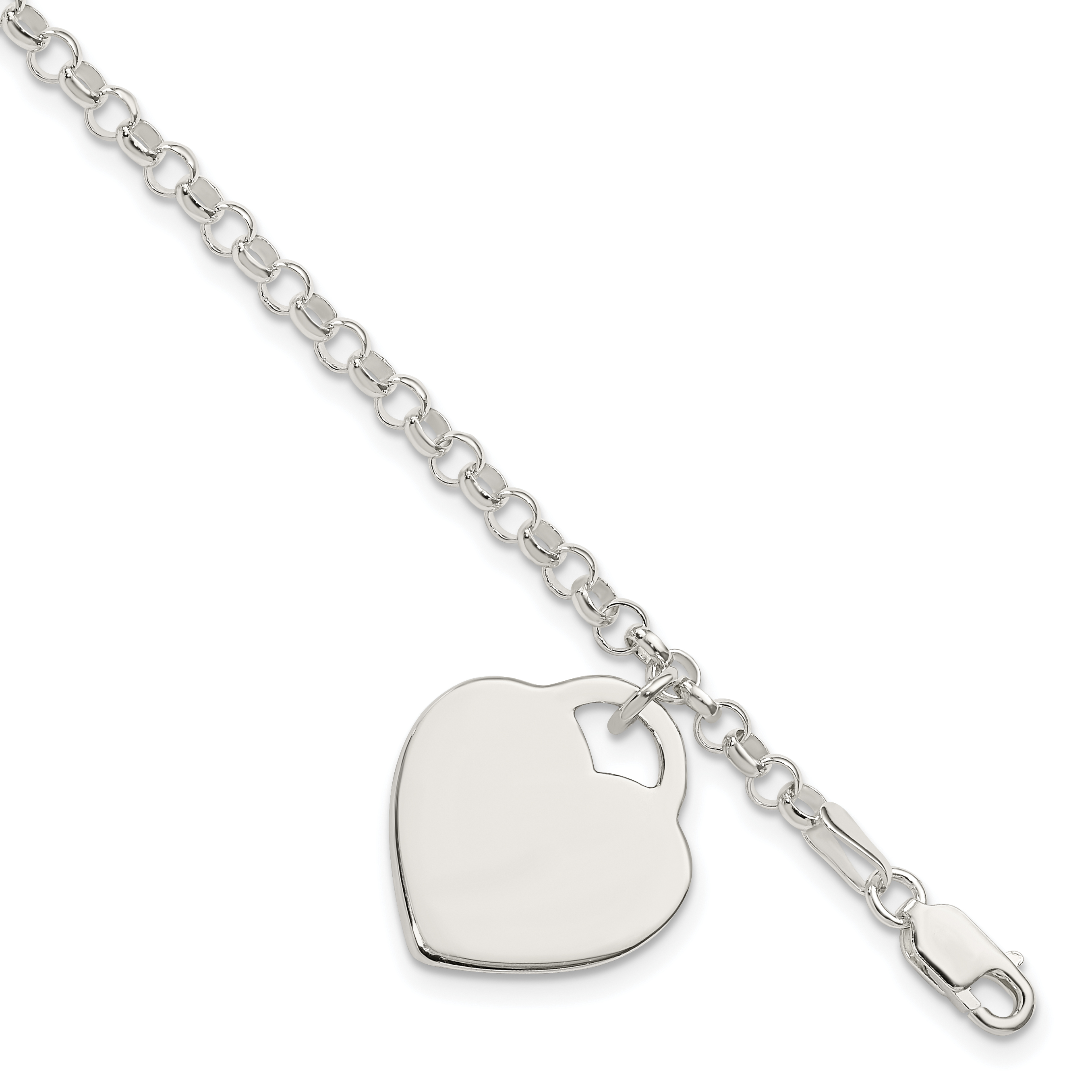 Sterling Silver Engraveable Heart Bracelet (QG3087-7)