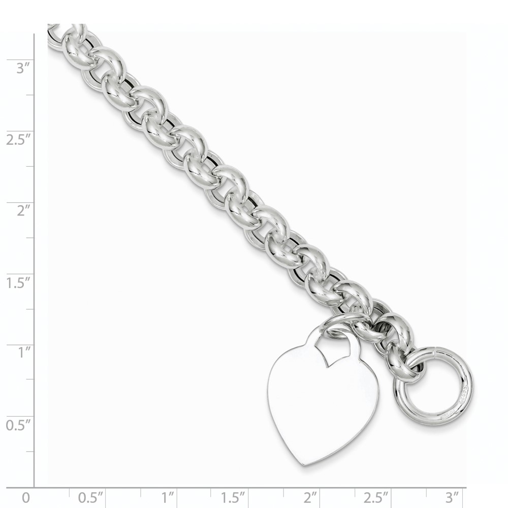 Sterling Silver Engraveable Heart Toggle Bracelet (QG3088-7.5)