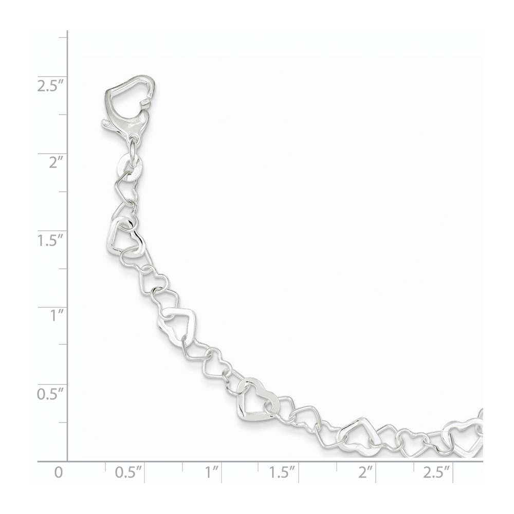 Sterling Silver Linked Heart Bracelet (QG3089-7.5)
