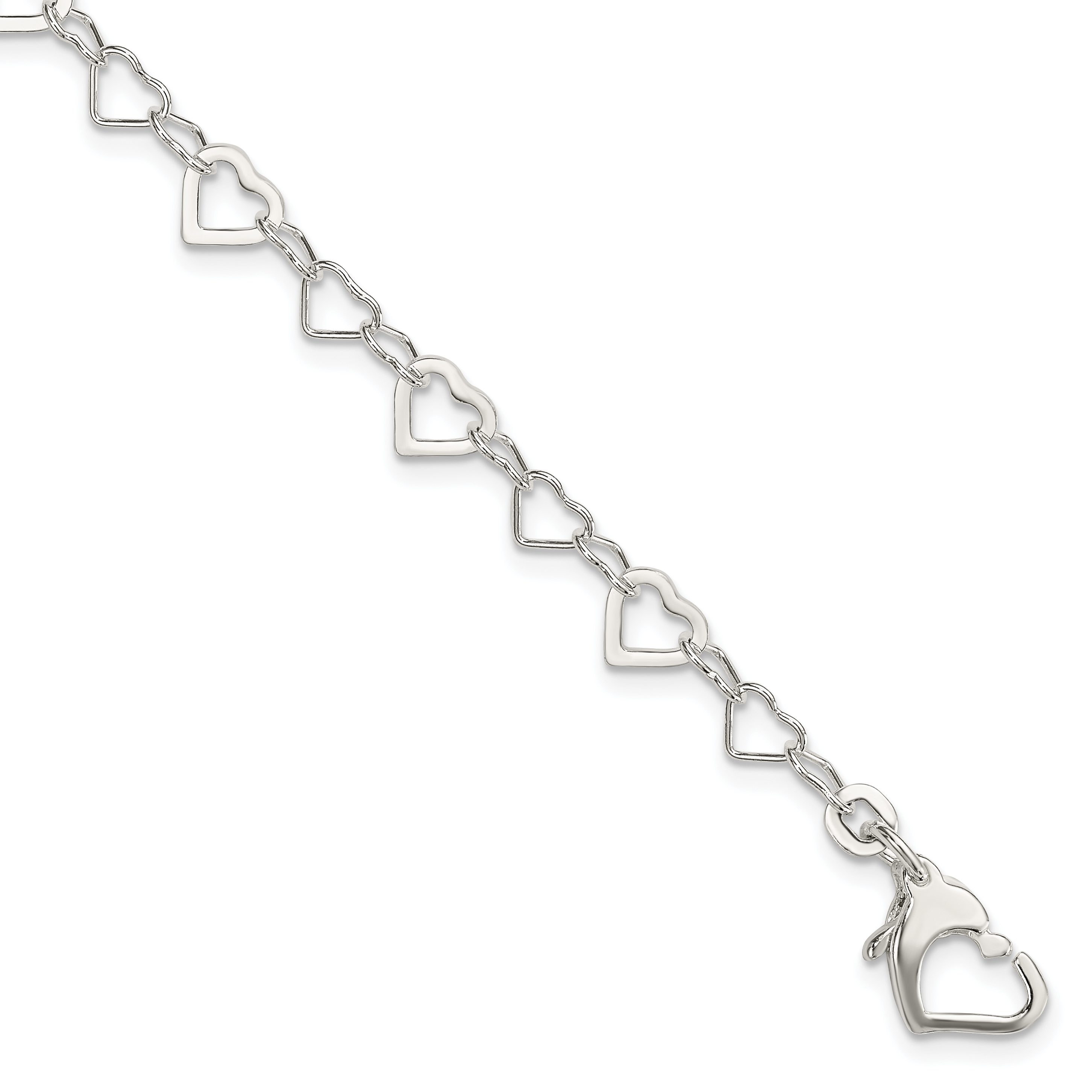Sterling Silver Linked Heart Bracelet Weight 3 42 Grams Length Sterling Silver Linked Heart Bracelet Weight 3 42 Grams Length 7 5mm Width Mm