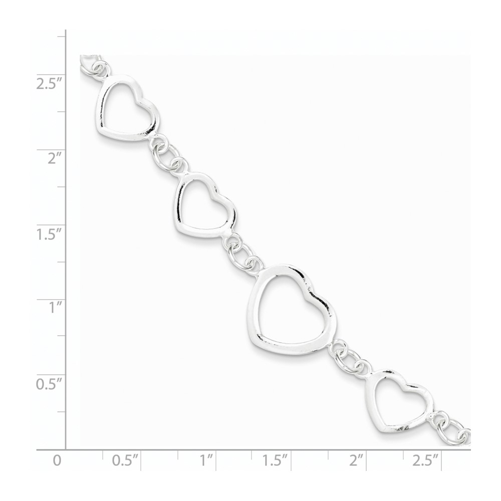 Sterling Silver Polished Heart Fancy Link Bracelet (QG3100-7.5)
