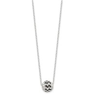 Sterling Silver Rhodium-plated Black and White Stellux Crystal Necklace, 18" view 2