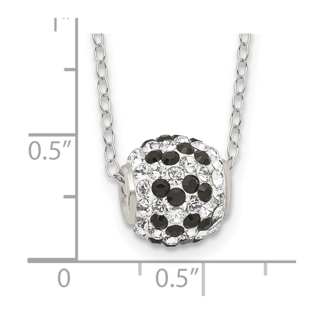 Sterling Silver Rhodium-plated Black and White Stellux Crystal Necklace (QG3116-18)