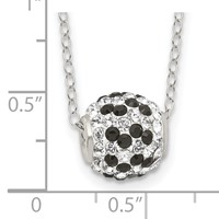 Sterling Silver Rhodium-plated Black and White Stellux Crystal Necklace, 18" view 3