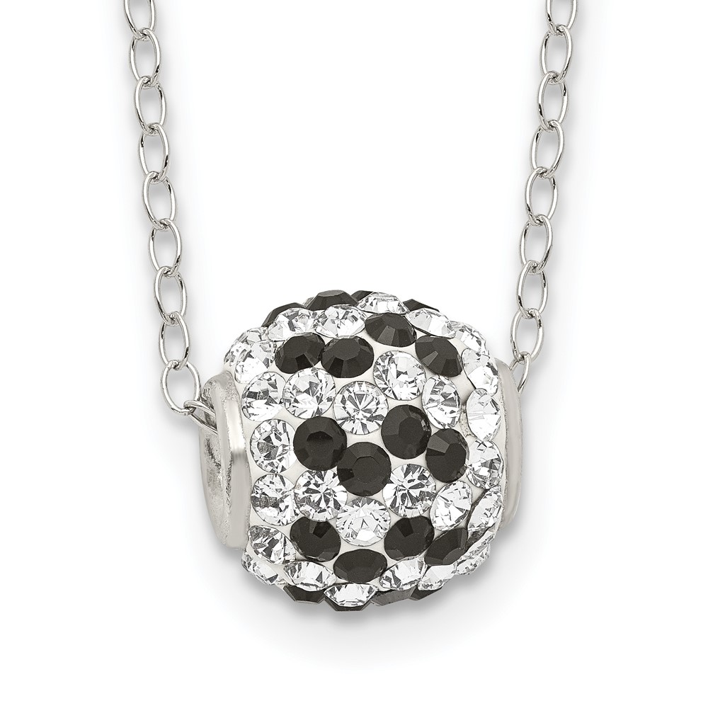 Sterling Silver Rhodium-plated Black and White Stellux Crystal Necklace (QG3116-18)