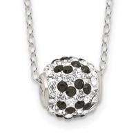 Sterling Silver Rhodium-plated Black and White Stellux Crystal Necklace, 18" view 1