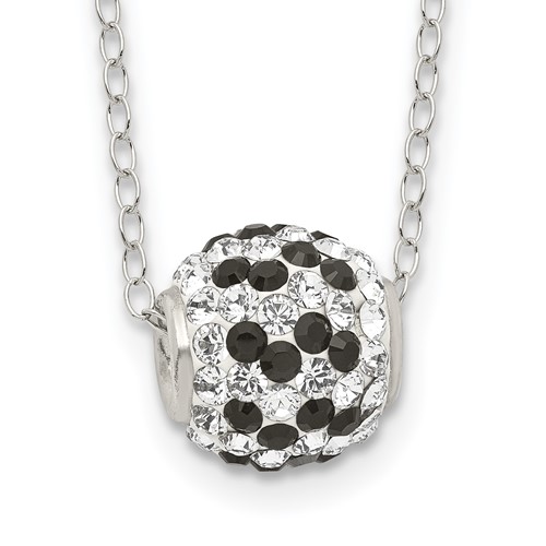 Sterling Silver Rhodium-plated Black and White Stellux Crystal Necklace, 18"