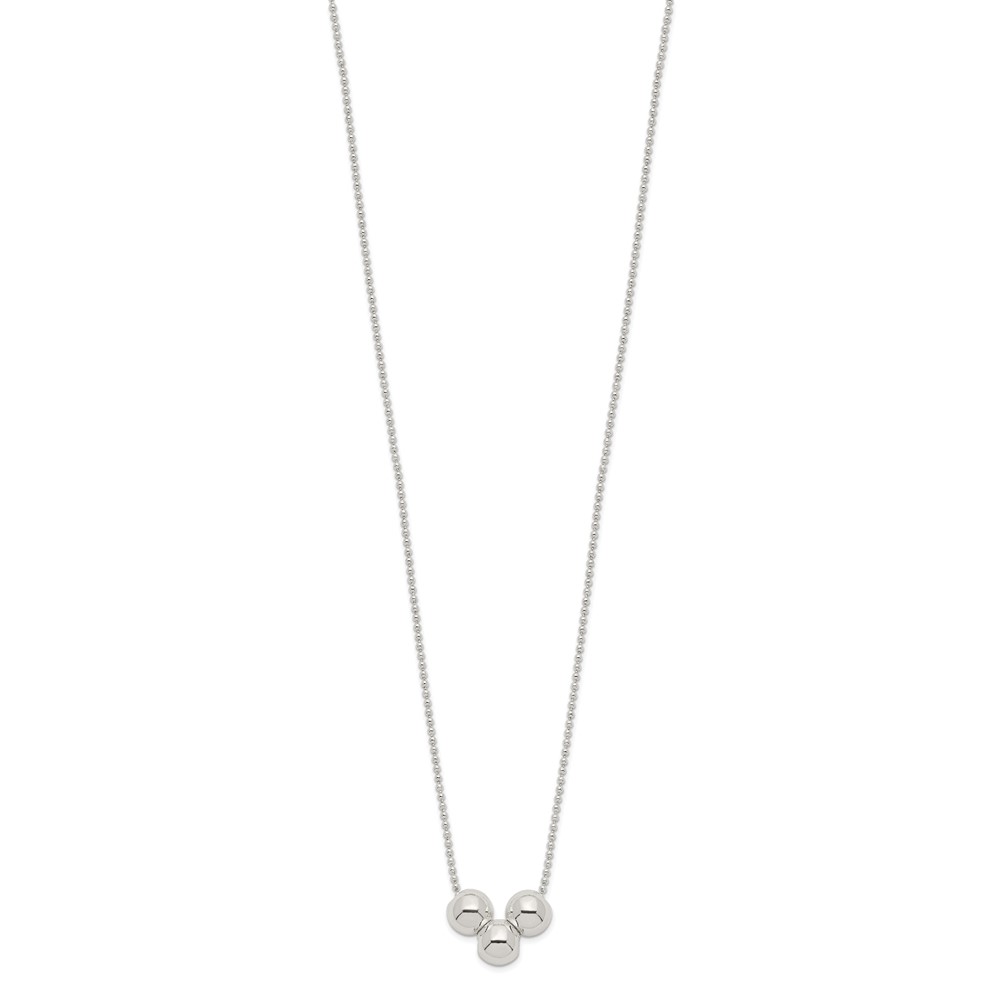 Sterling Silver Polished 3 Bead Necklace (QG3119-24)