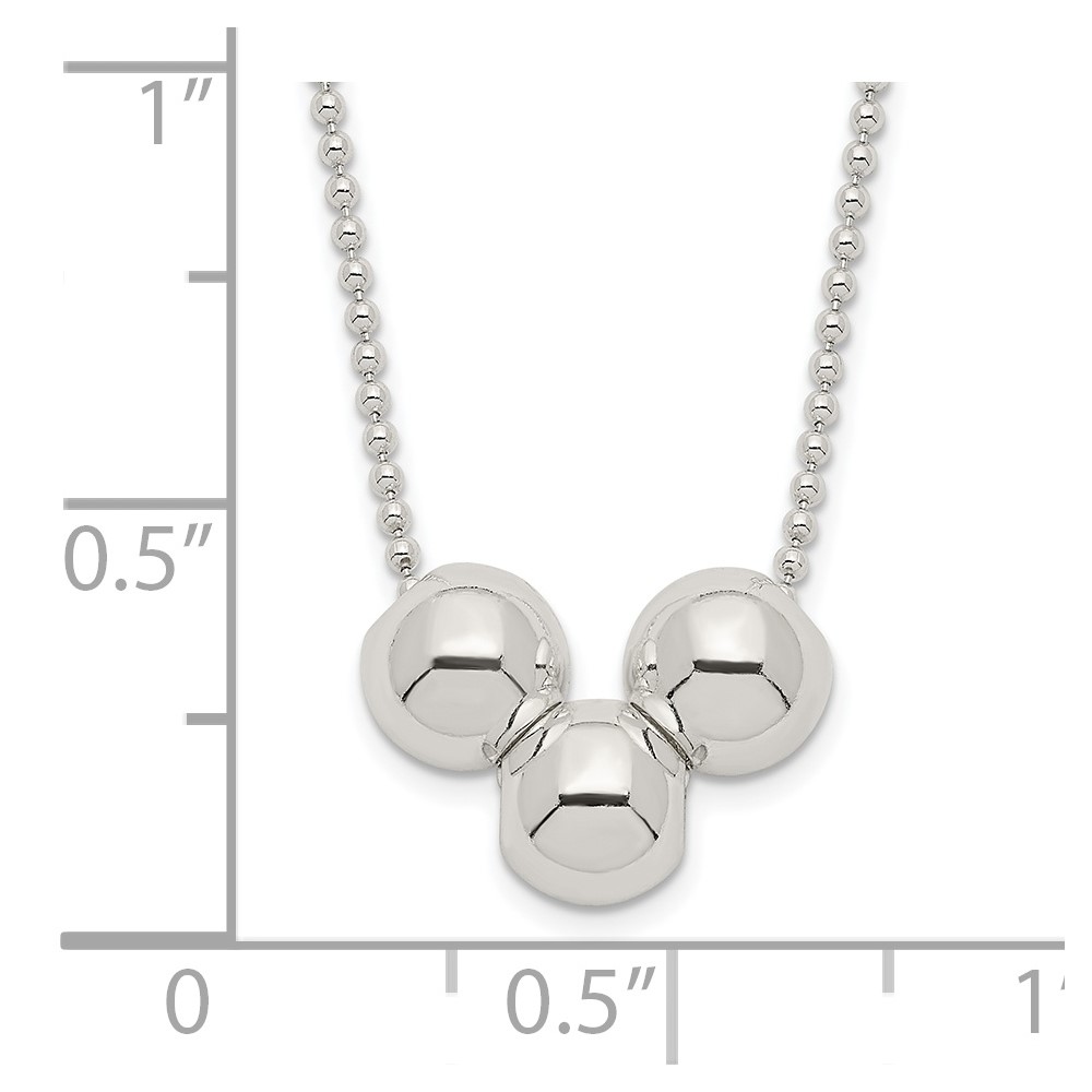 Sterling Silver Polished 3 Bead Necklace (QG3119-18)