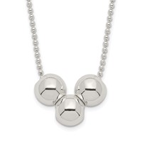 Sterling Silver Polished 3 Bead Necklace view 1