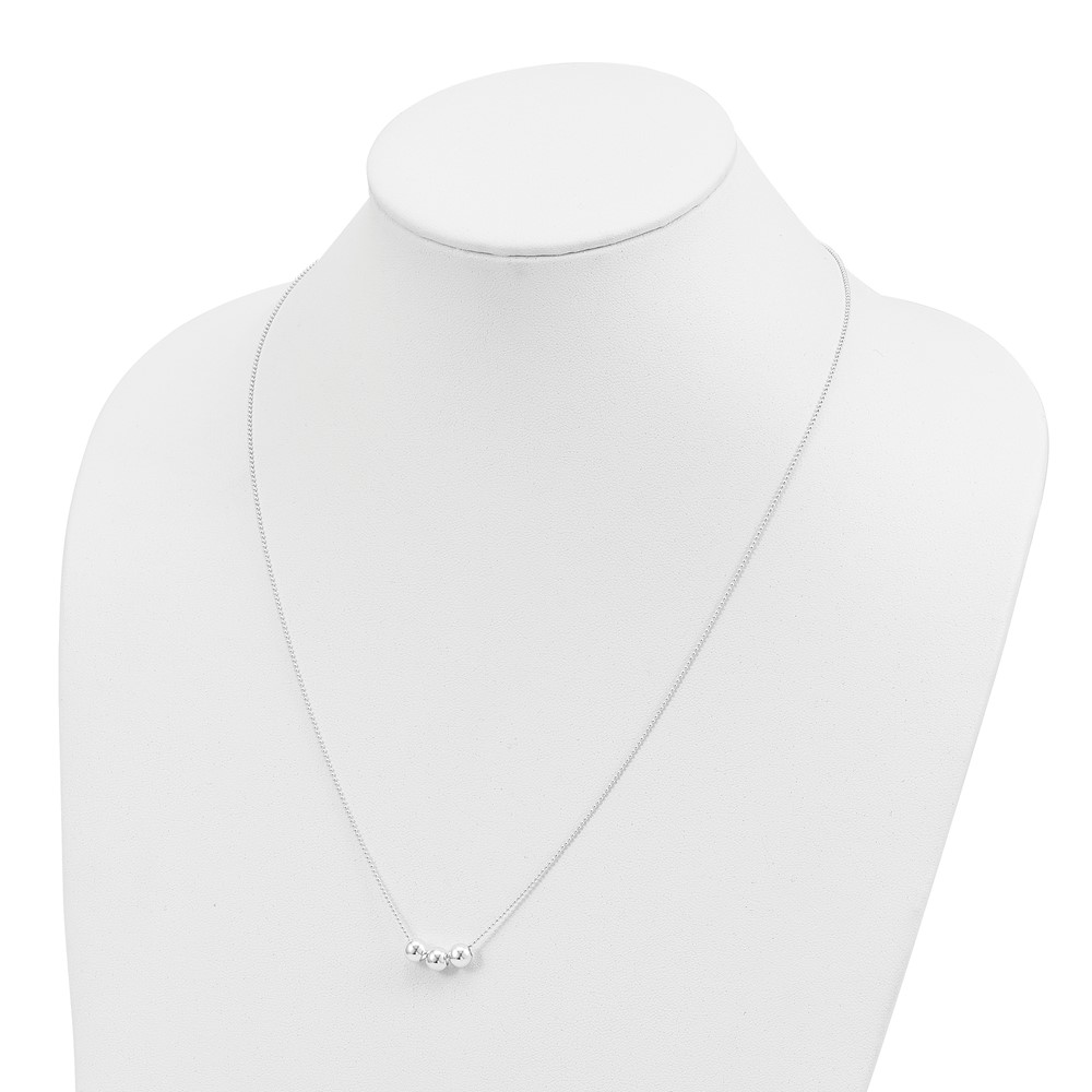 Sterling Silver Polished 3 Bead Necklace (QG3119-24)