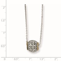 Sterling Silver Rhod-pltd Necklace with 14K Accent Spinner Barrel Pendant view 3