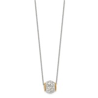 Sterling Silver Rhod-pltd Necklace with 14K Accent Spinner Barrel Pendant view 2
