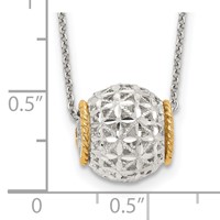 Sterling Silver Rhod-pltd Necklace with 14K Accent Spinner Barrel Pendant view 5
