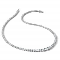 Sterling Shimmer Sterling Silver Rhodium-plated 132 Stone Graduated CZ Necklace, 17" view 3