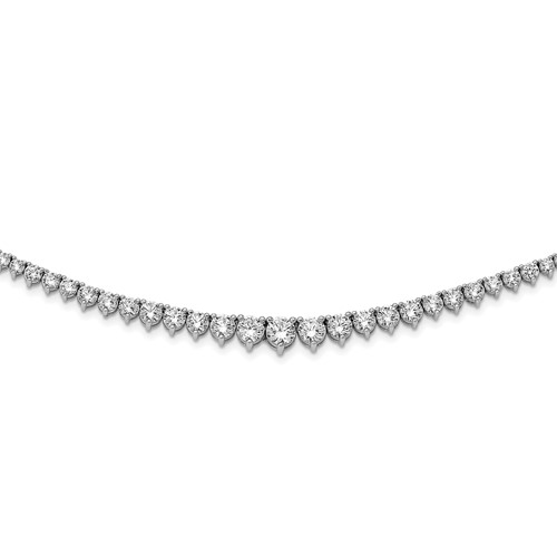 Sterling Shimmer Sterling Silver Rhodium-plated 132 Stone Graduated CZ Necklace, 17"
