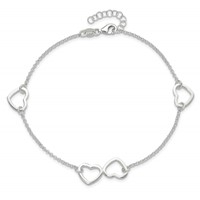 Sterling Silver Hearts Plus 1 Inch Extender - Total 10 Inch Anklet, 9" view 5