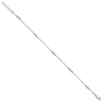 Sterling Silver Beaded 5-Station Plus 1 Inch Extender - Total 10 Inch Anklet, 9" view 2