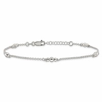 Sterling Silver Beaded 5-Station Plus 1 Inch Extender - Total 10 Inch Anklet, 9" view 4