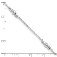 Sterling Silver Beaded 5-Station Plus 1 Inch Extender - Total 10 Inch Anklet, 9" view 3