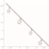 Sterling Silver Stars Plus 1 Inch Extender - Total 10 Inch Anklet, 9" view 3