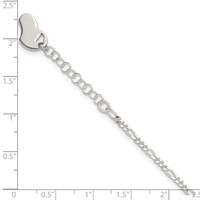 Sterling Silver Figaro Anklet with Heart Dangle Plus 1 Inch Extender - Total 10 Inch - 9in view 4
