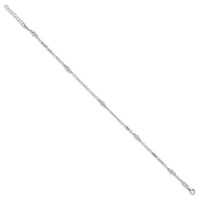 Sterling Silver Beaded Figaro 5-Station Plus 1 Inch Extender - Total 10 Inch Anklet, 9" view 2