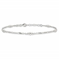 Sterling Silver Beaded Figaro 5-Station Plus 1 Inch Extender - Total 10 Inch Anklet, 9" view 4