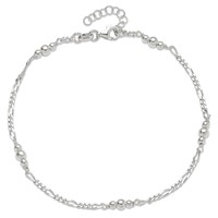 Sterling Silver Beaded Figaro 5-Station Plus 1 Inch Extender - Total 10 Inch Anklet, 9" view 5