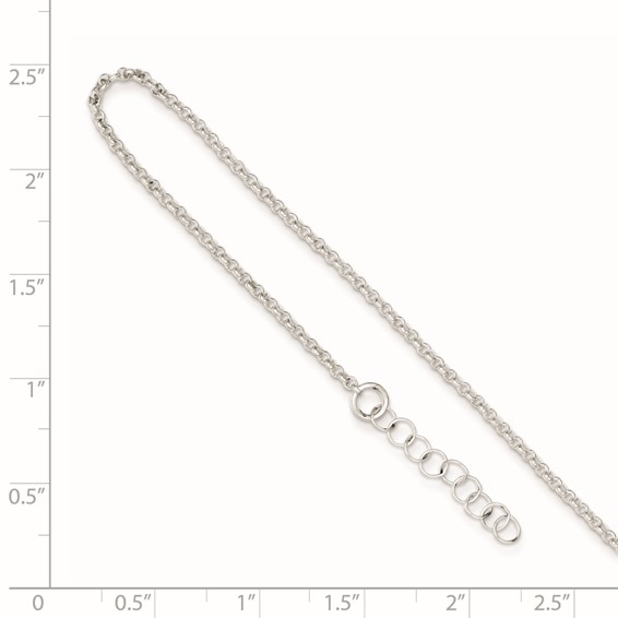 Sterling Silver 1.5mm Rolo Chain 9 inch Plus 1 inch Extender - Total 10 inch Anklet