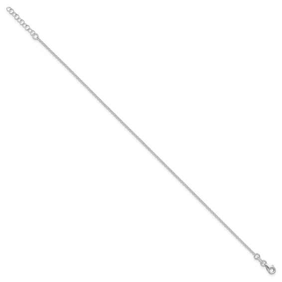 Sterling Silver 1.5mm Rolo Chain 9 inch Plus 1 inch Extender - Total 10 inch Anklet