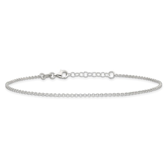 Sterling Silver 1.5mm Rolo Chain 9 inch Plus 1 inch Extender - Total 10 inch Anklet