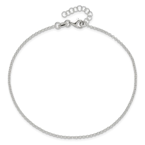 Sterling Silver 1.5mm Rolo Chain 9 inch Plus 1 inch Extender - Total 10 inch Anklet