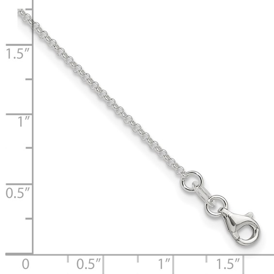 Sterling Silver 1.5mm Rolo Chain 9 inch Plus 1 inch Extender - Total 10 inch Anklet