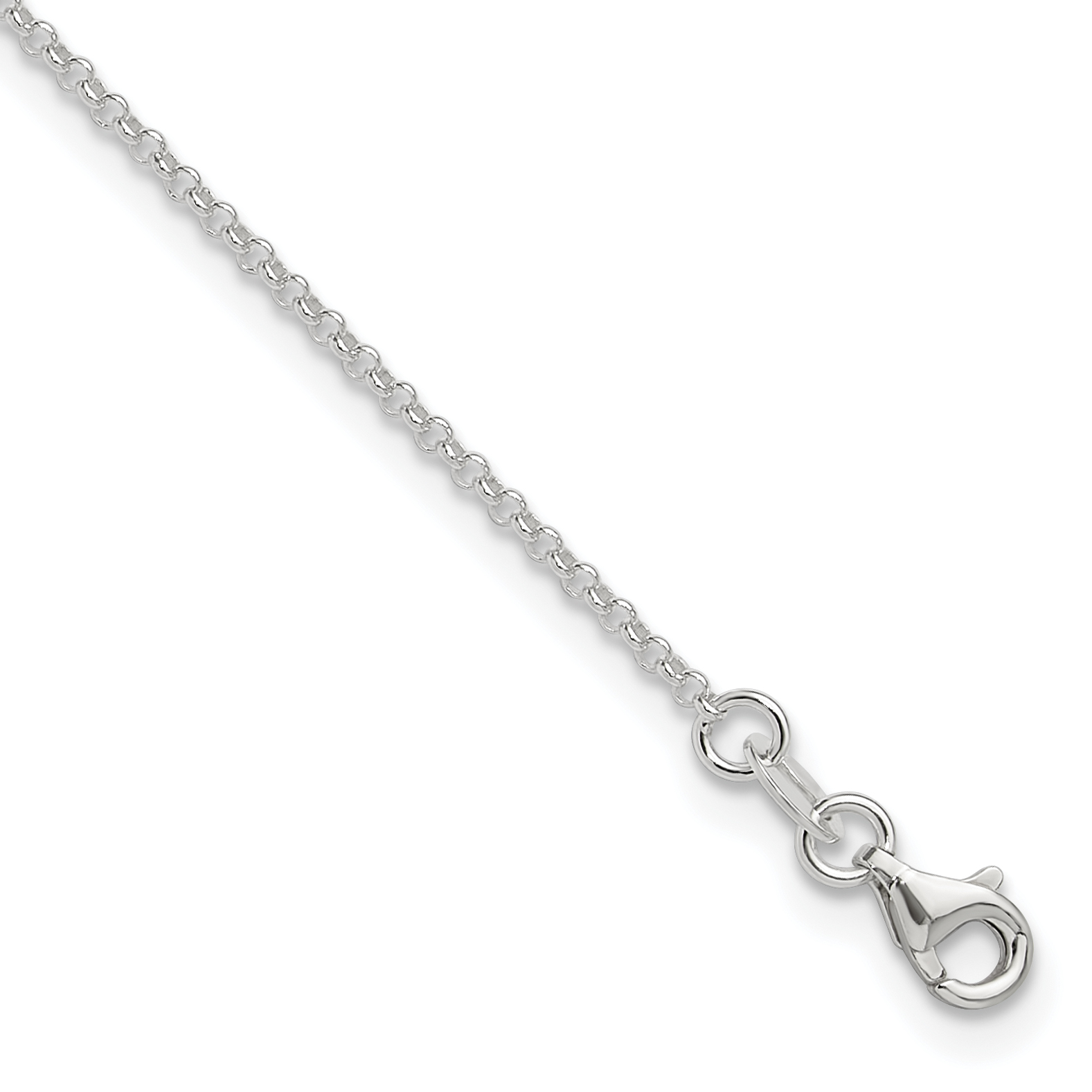 Sterling Silver Polished Rolo Chain with 1in ext. Anklet (QG3151-9)