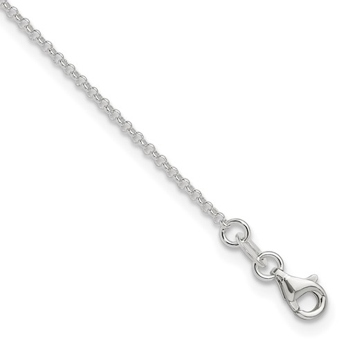 Sterling Silver 1.5mm Rolo Chain Plus 1 Inch Extender - Total 10 Inch Anklet, 9"