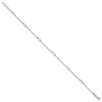 Sterling Silver Swirl Disc Plus 1 Inch Extender - Total 10 Inch Anklet, 9" view 2