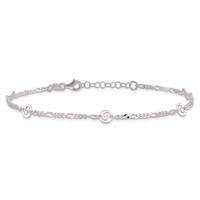 Sterling Silver Swirl Disc Plus 1 Inch Extender - Total 10 Inch Anklet, 9" view 4