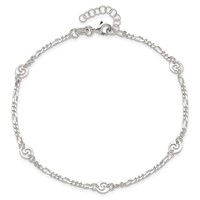 Sterling Silver Swirl Disc Plus 1 Inch Extender - Total 10 Inch Anklet, 9" view 5