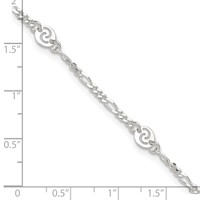 Sterling Silver Swirl Disc Plus 1 Inch Extender - Total 10 Inch Anklet, 9" view 3