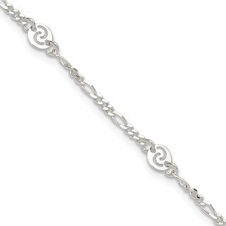 Sterling Silver Swirl Disc 9 inch Plus 1 inch Extender - Total 10 inch Anklet