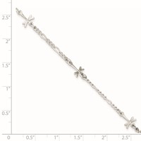 Sterling Silver Dragonflies Plus 1 Inch Extender - Total 9 Inch Anklet, 8" view 2