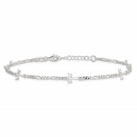 Sterling Silver Dragonflies Plus 1 Inch Extender - Total 9 Inch Anklet, 8" view 4