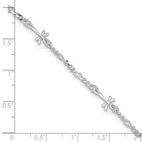 Sterling Silver Dragonflies Plus 1 Inch Extender - Total 9 Inch Anklet, 8" view 5
